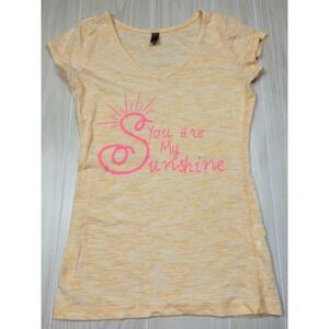 You are my Sunshine T shirt women's small fitted heathered yellow pink print